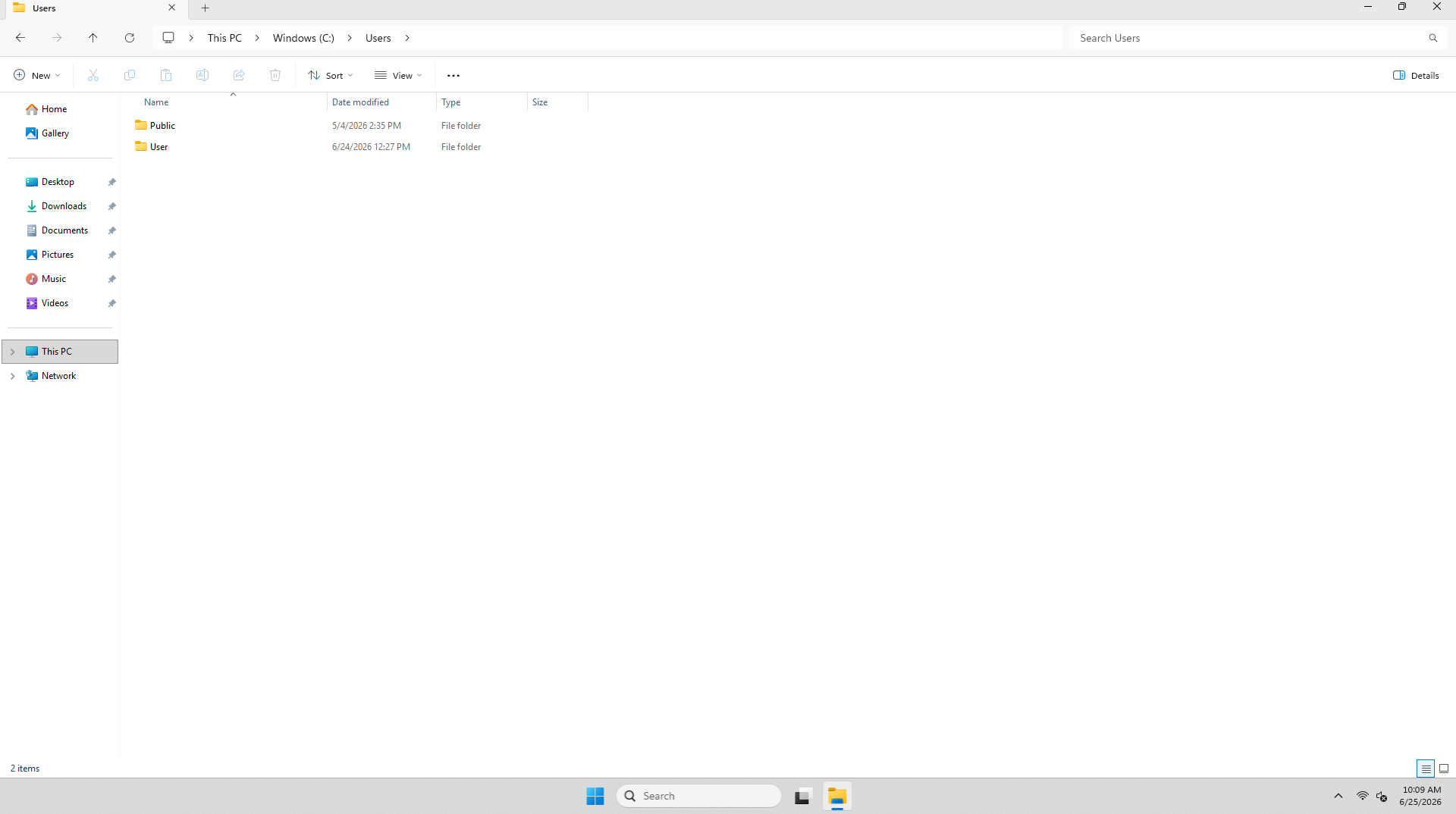 File Explorer at This PC → Windows (C:) → Users